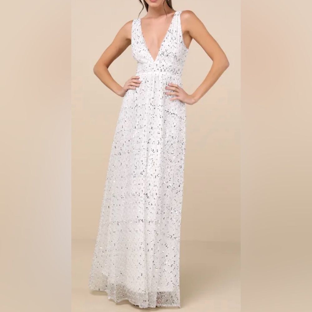 Lulus Sequin Mesh Maxi Dress